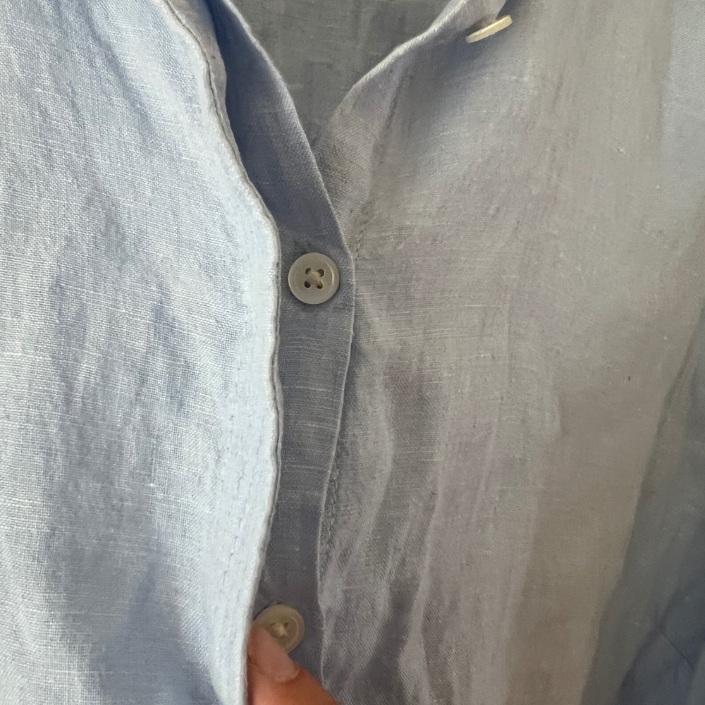 Lands End Womens 3X 24W-26W Light Blue‎ Linen Short Sleeve Button Down Shirt - Picture 10 of 16